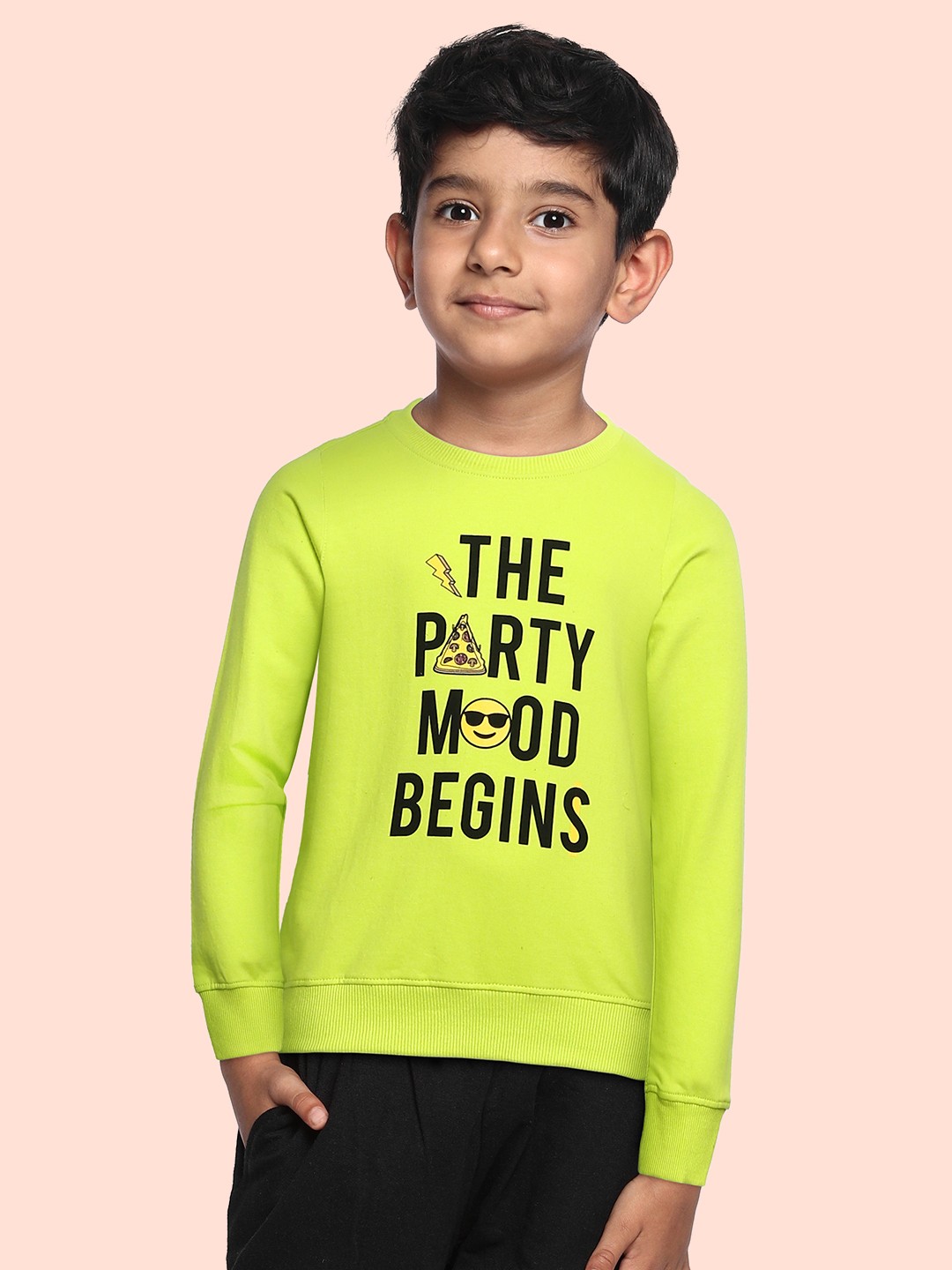 

Miss & Chief Boys Lime Green Pure Cotton Printed Sweatshirt