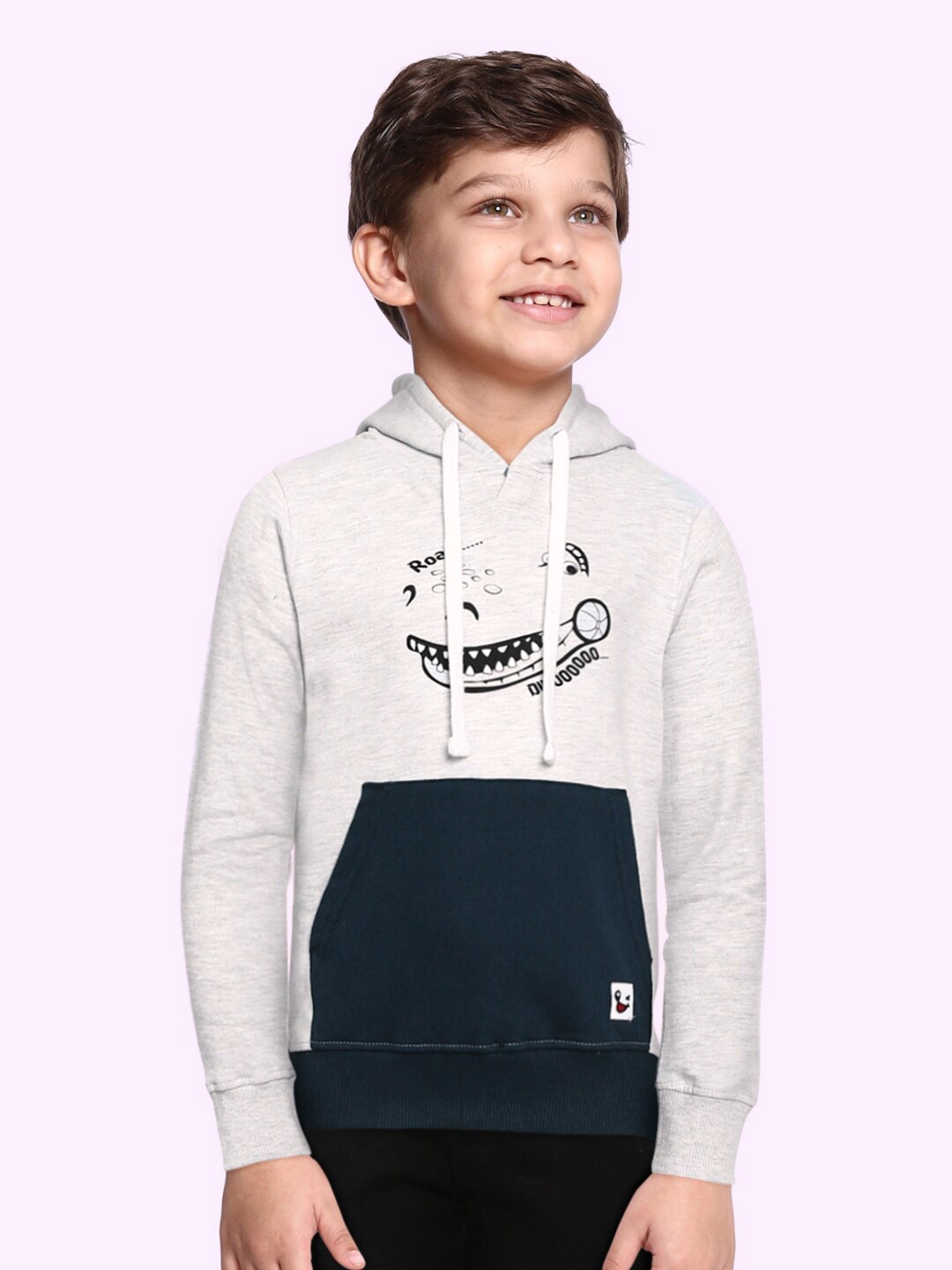 

Miss & Chief Boys Grey Printed Hooded Sweatshirt