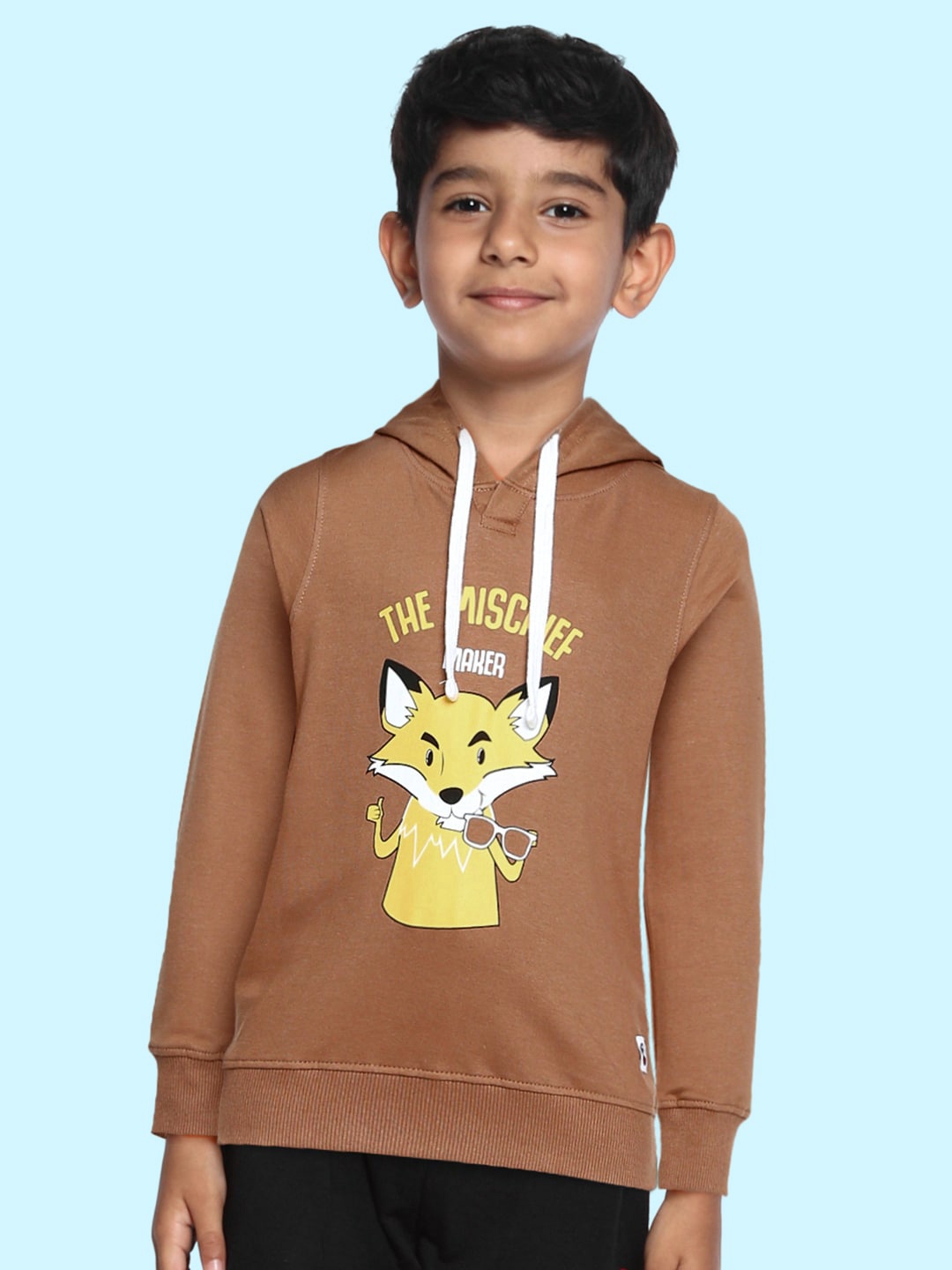 

Miss & Chief Boys Brown Printed Hooded Sweatshirt