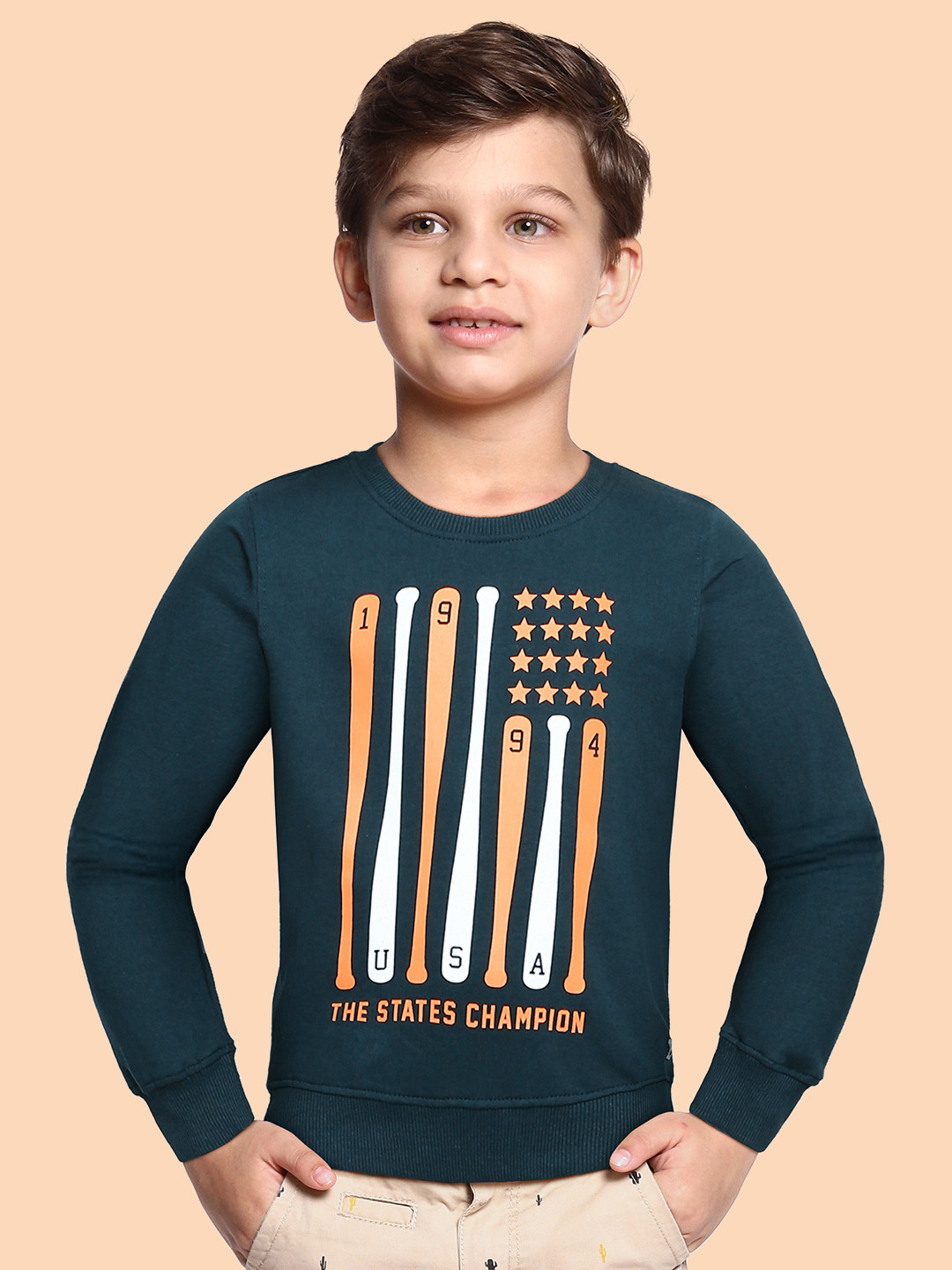 

Miss & Chief Boys Navy Blue Pure Cotton Printed Sweatshirt