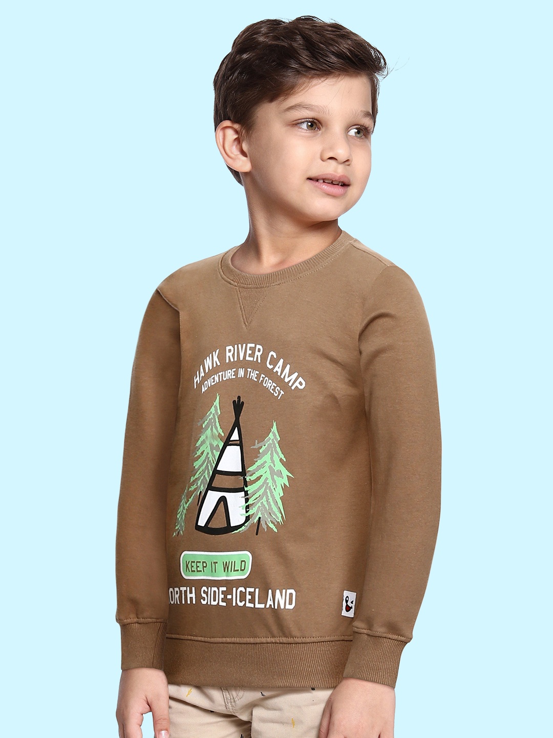 

Miss & Chief Boys Brown Pure Cotton Printed Sweatshirt