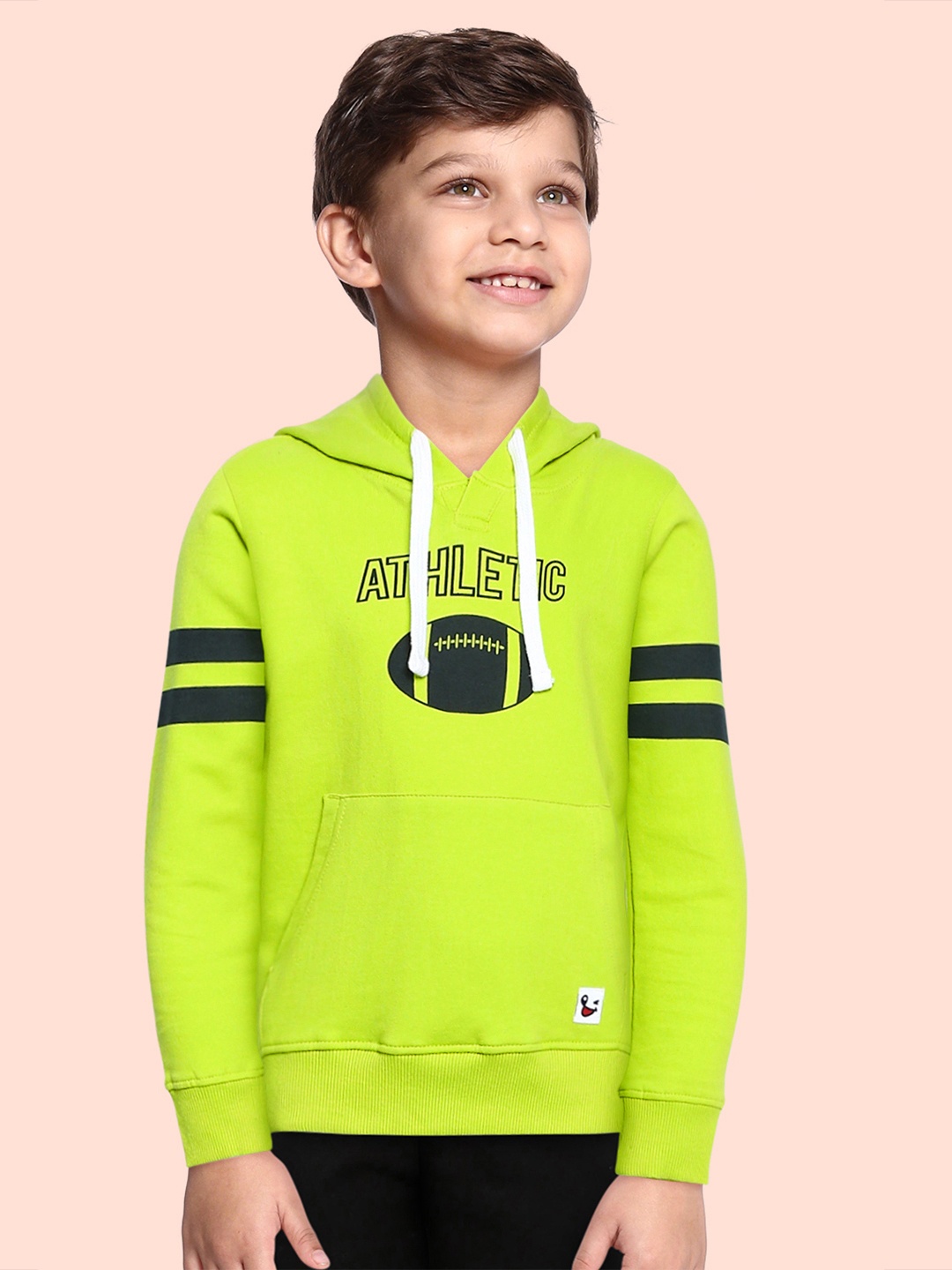 

Miss & Chief Boys Green Printed Hooded Sweatshirt