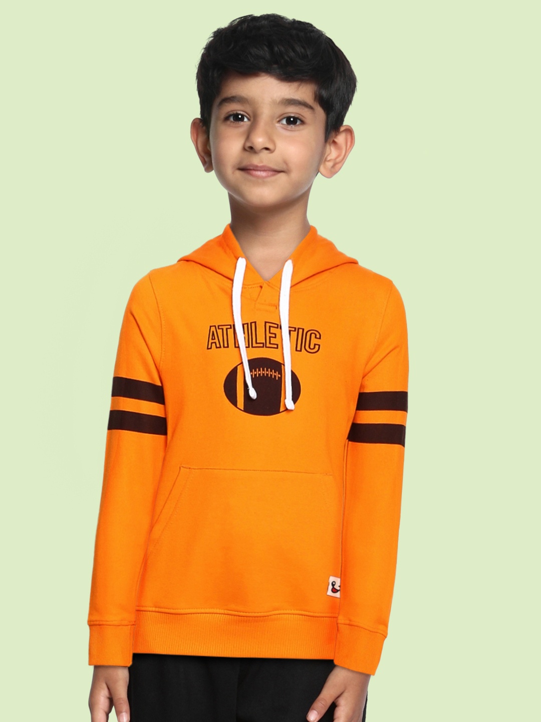 

Miss & Chief Boys Orange Printed Hooded Sweatshirt