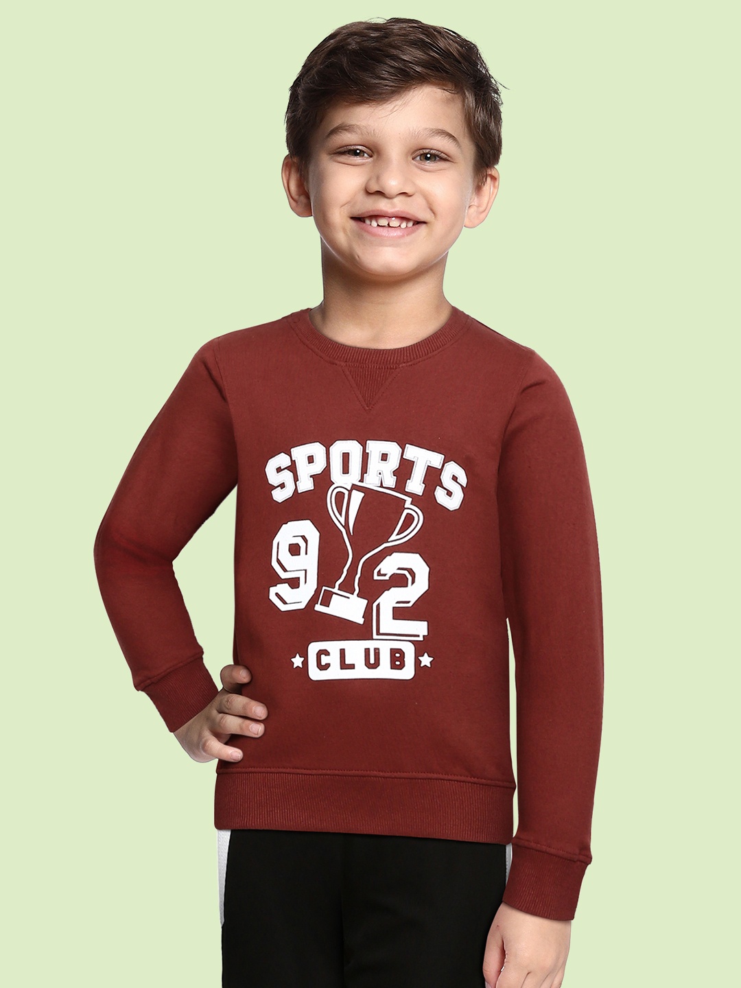 

Miss & Chief Boys Maroon Printed Pure Cotton Sweatshirt