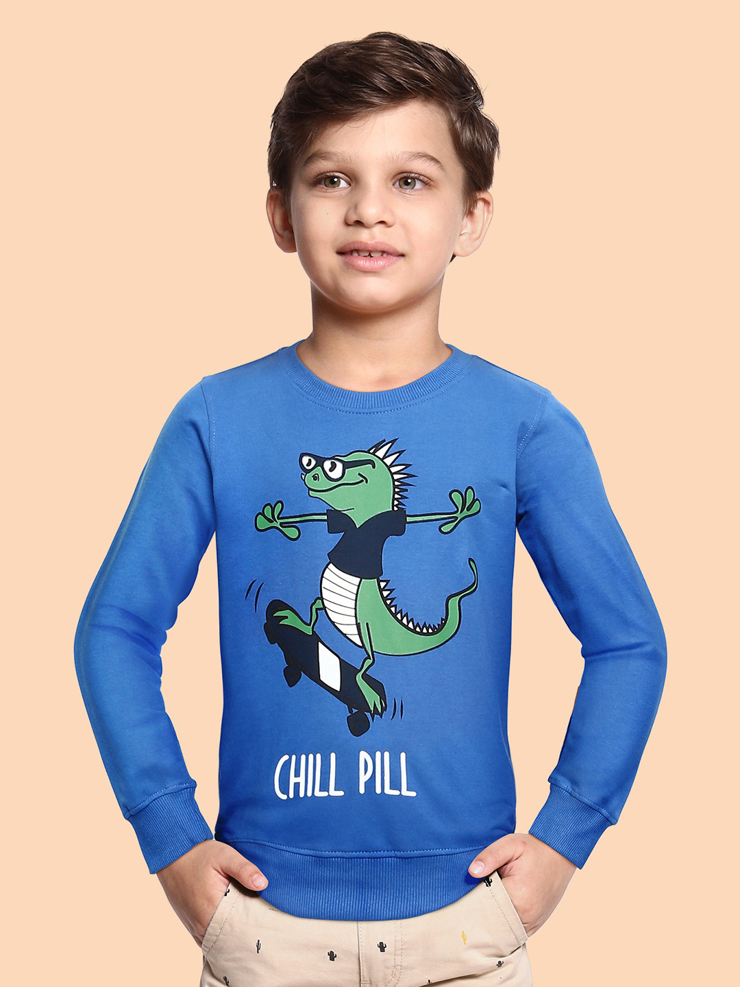 

Miss & Chief Boys Blue Printed Pure Cotton Sweatshirt
