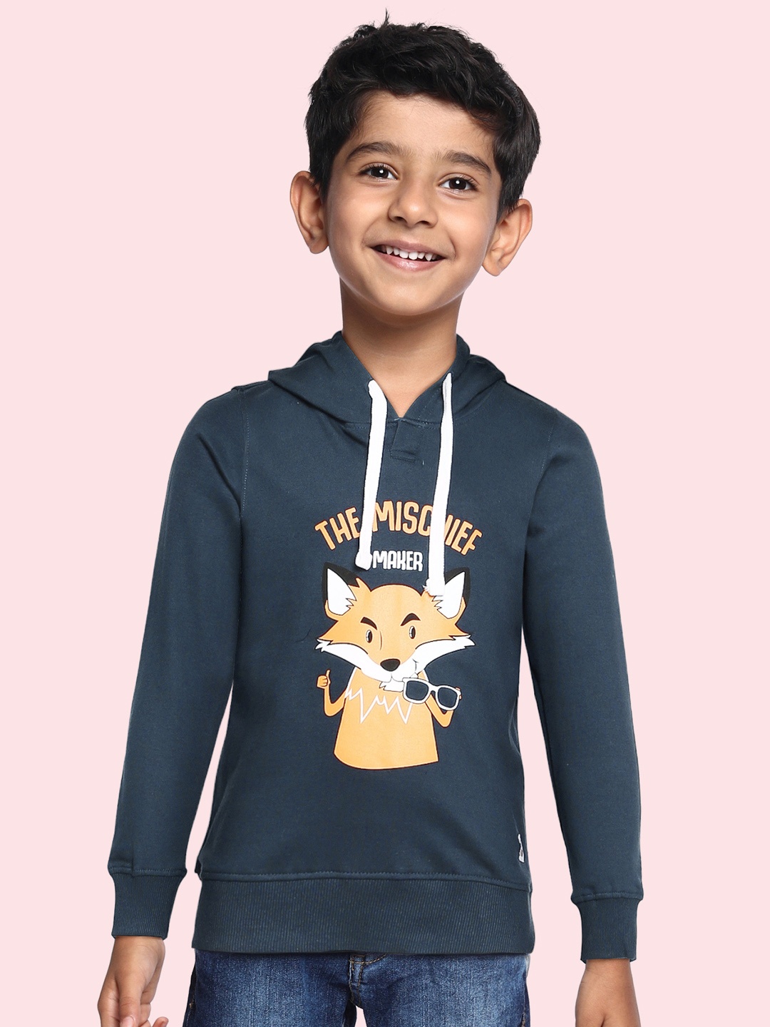 

Miss & Chief Boys Blue Printed Hooded Sweatshirt