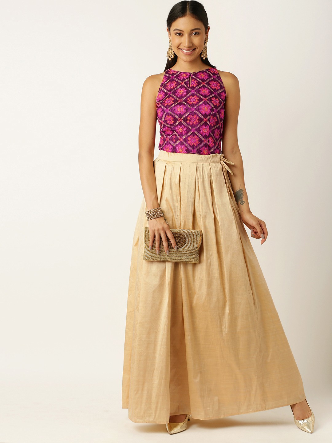 

Ethnovog Pink Beige Printed Made to Measure Lehenga Set