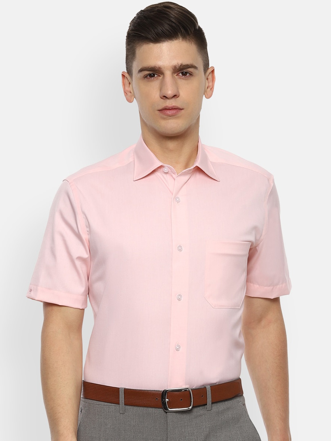 

Louis Philippe Permapress Men Pink Opaque Wrinkle Free Formal Shirt