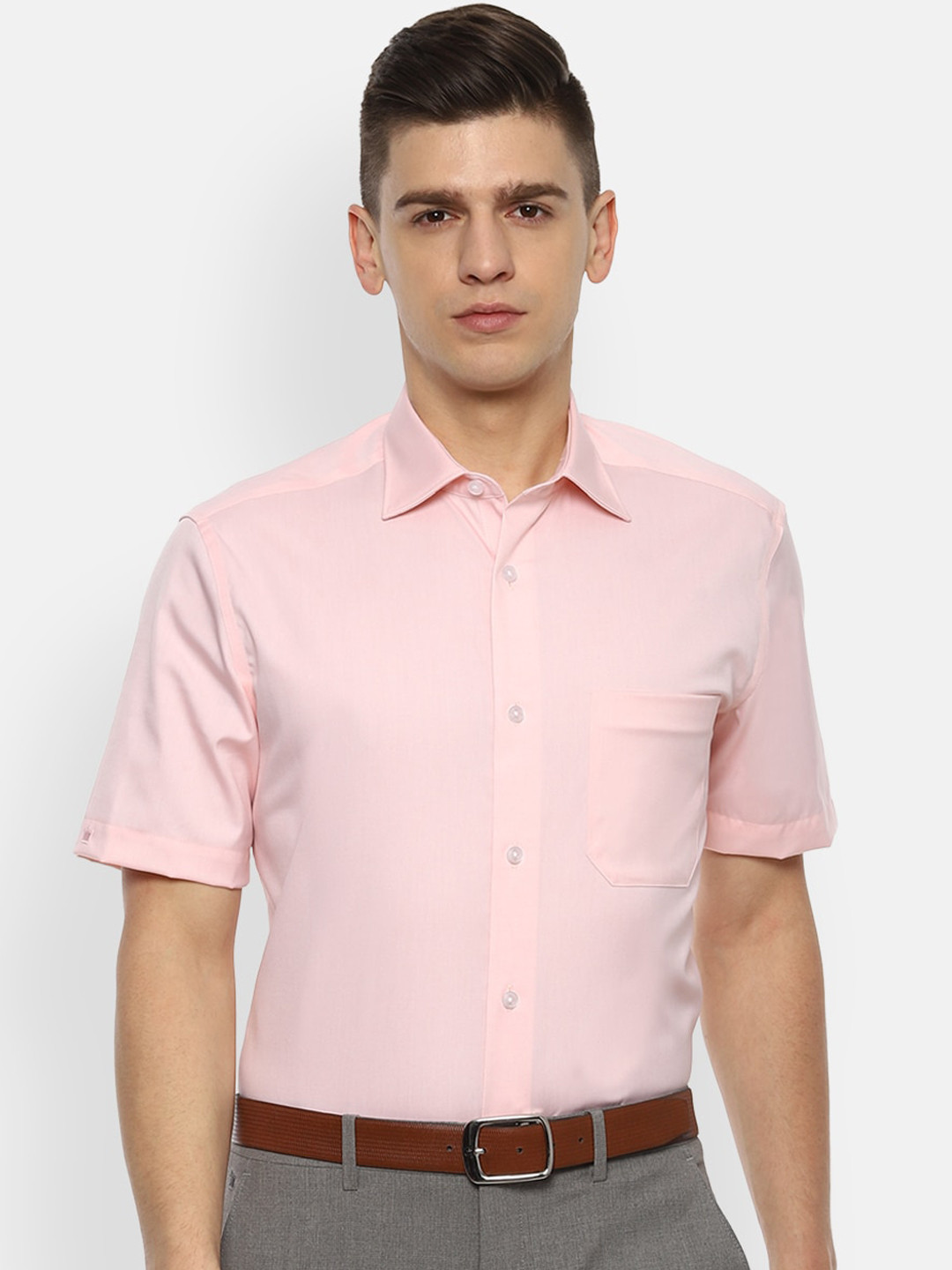

Louis Philippe Permapress Men Pink Opaque Formal Shirt