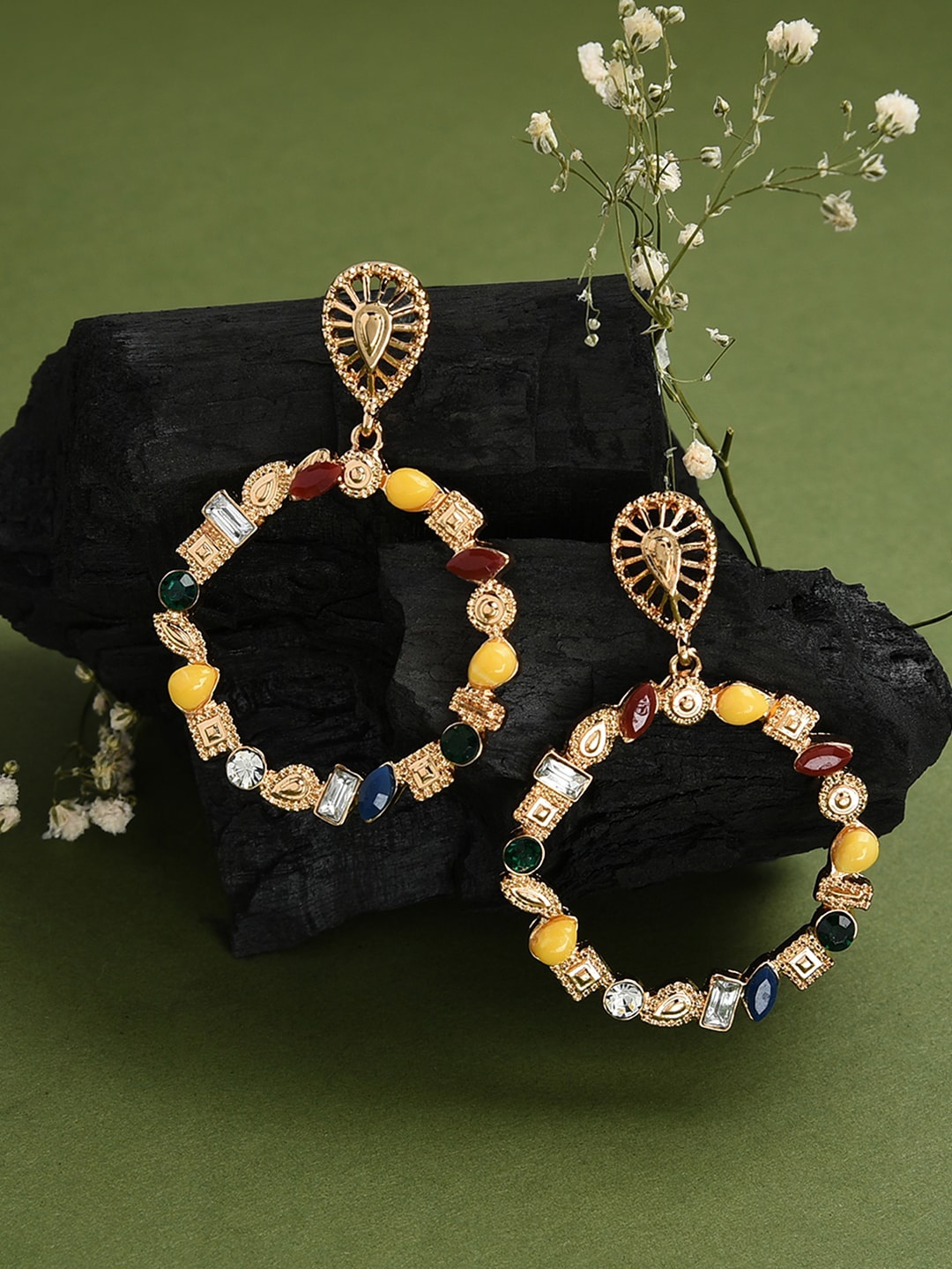 

Accessorize London Gold-Plated Ethnic Circular Drop Earrings