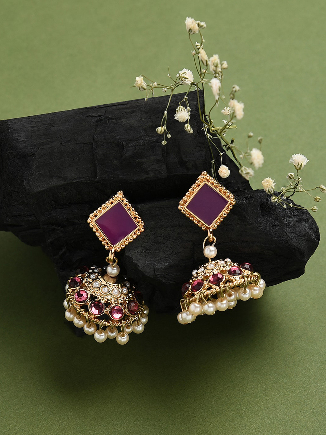 

Accessorize London Women Mauve Diamond Shape Jhumkas, Purple