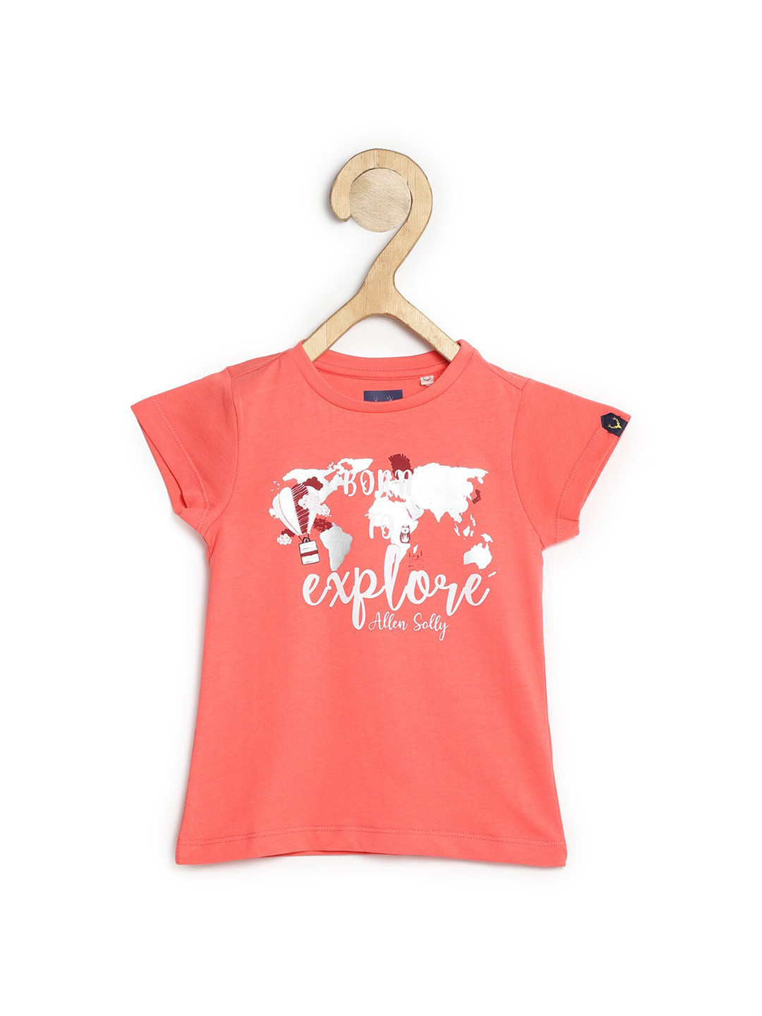 

Allen Solly Junior Girls Peach-Coloured Printed T-shirt