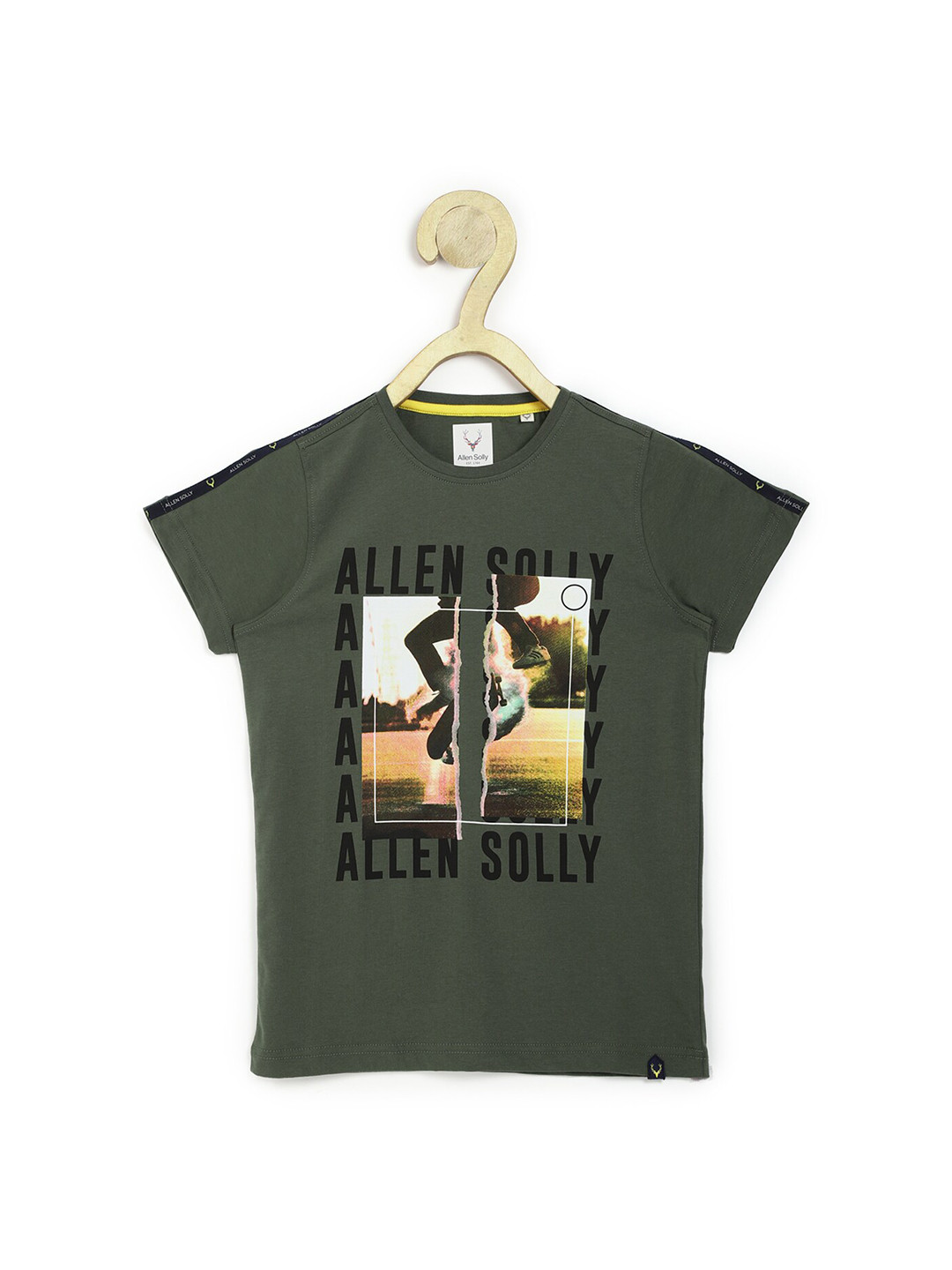 

Allen Solly Junior Olive Pure Cotton Graphic Printed T Shirt