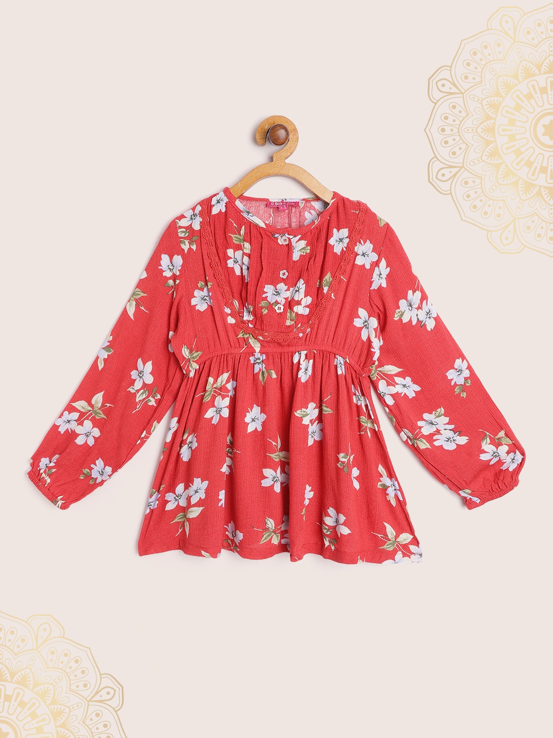 

Biba Girls Red & White Floral Print A-Line Top