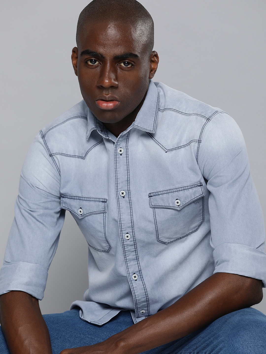 

The Indian Garage Co Men Blue Slim Fit Opaque Casual Shirt