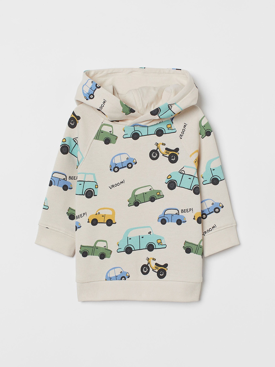 

H&M Boys Beige Printed Cotton Hooded Top
