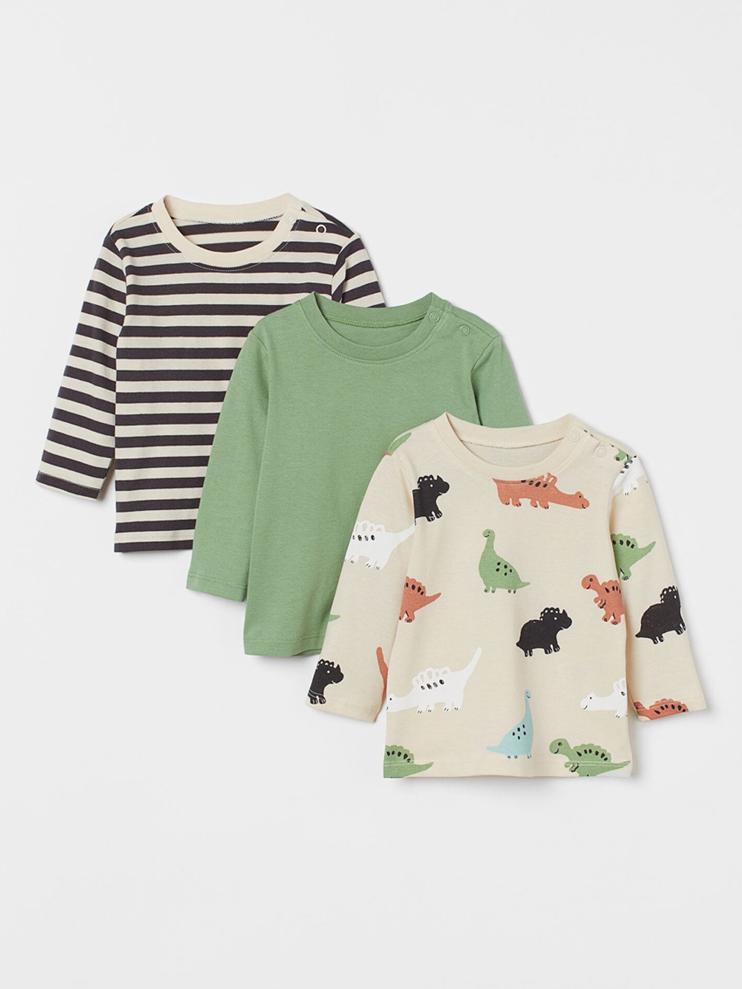 

H&M Boys 3 Pack Cotton Tops, Green