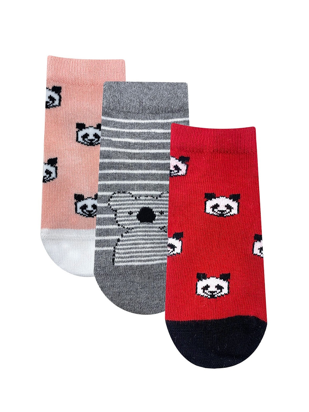 

Mint & Oak Kids Pack Of 3 Patterned Ankle-Length Socks, Red