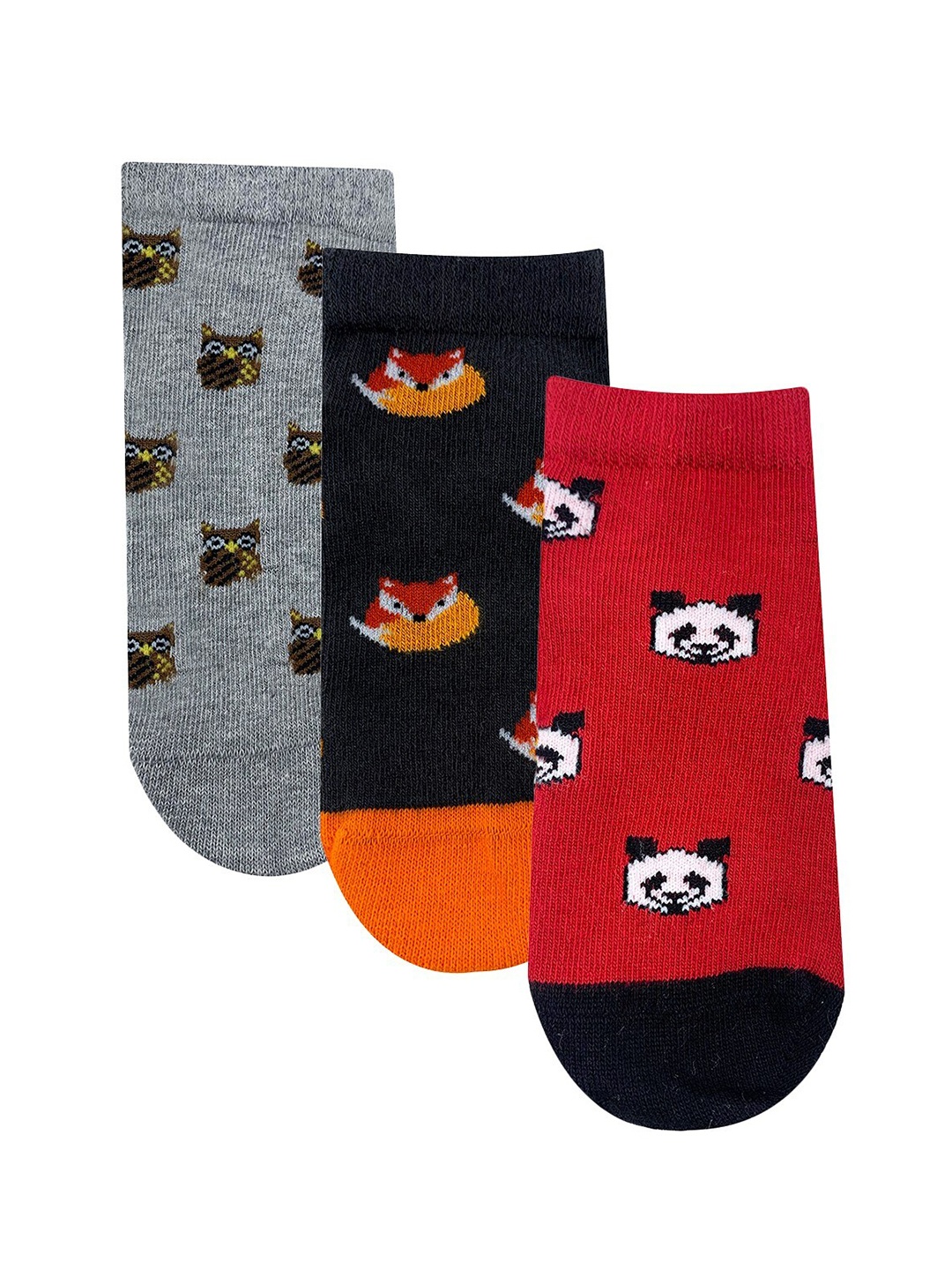 

Mint & Oak Kids Pack Of 3 Patterned Ankle-Length Socks, Red