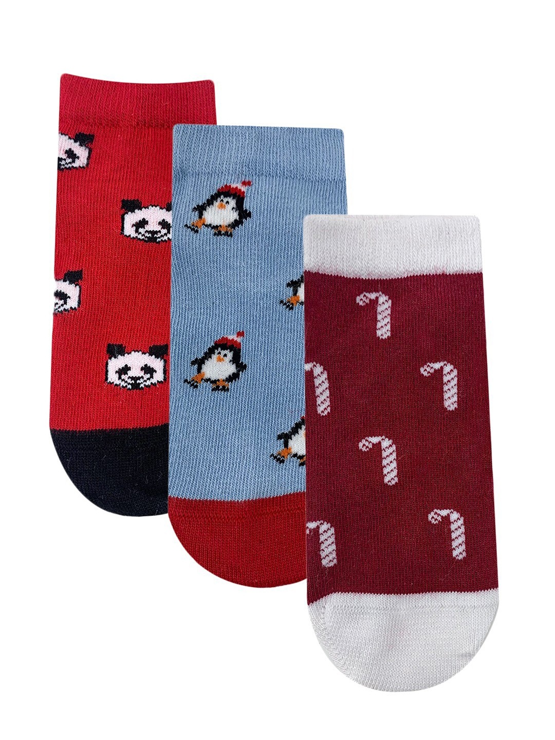 

Mint & Oak Kids Pack Of 3 Christmas Feelin Patterned Ankle-Length Socks, Red