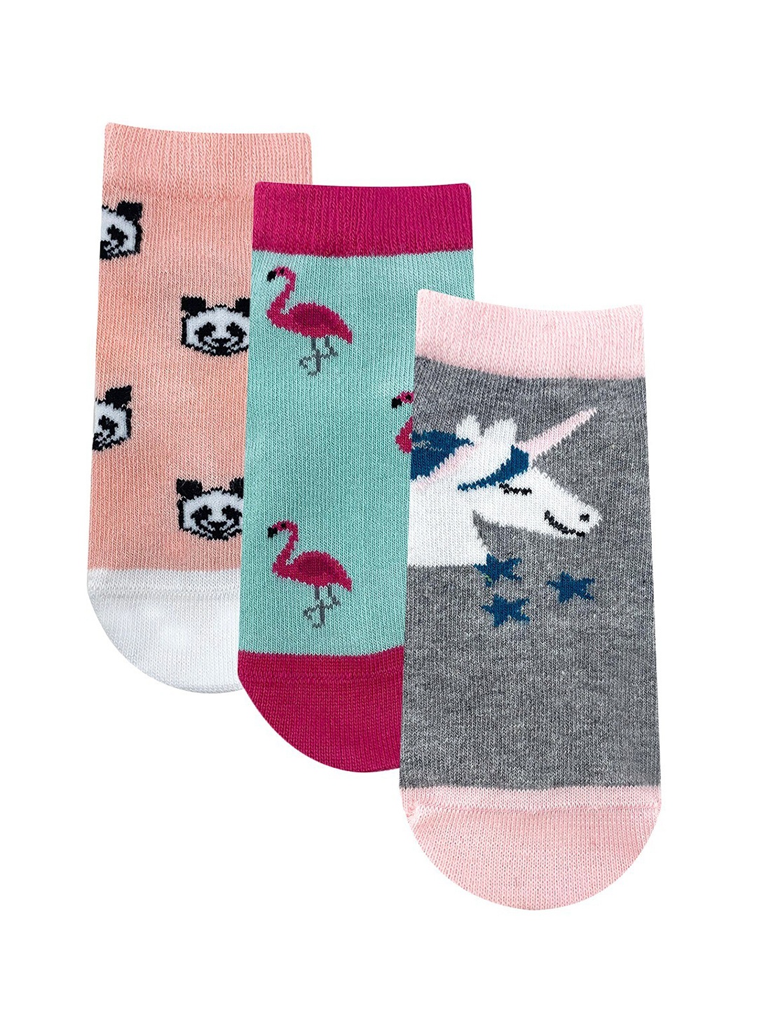

Mint & Oak Kids Pack Of 3 Patterned Mint & Oak Magical Feelin Cotton Ankle-Length Socks, Grey