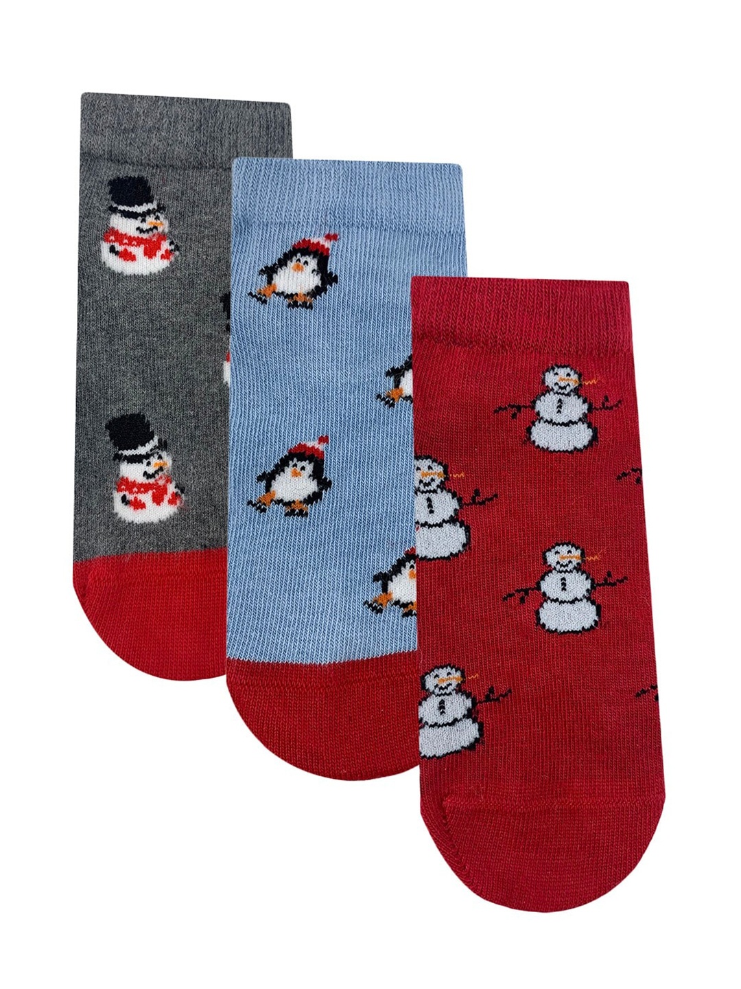 

Mint & Oak Kids Pack Of 3 Patterned Anti-Bacterial Ankle-Length Socks, Grey