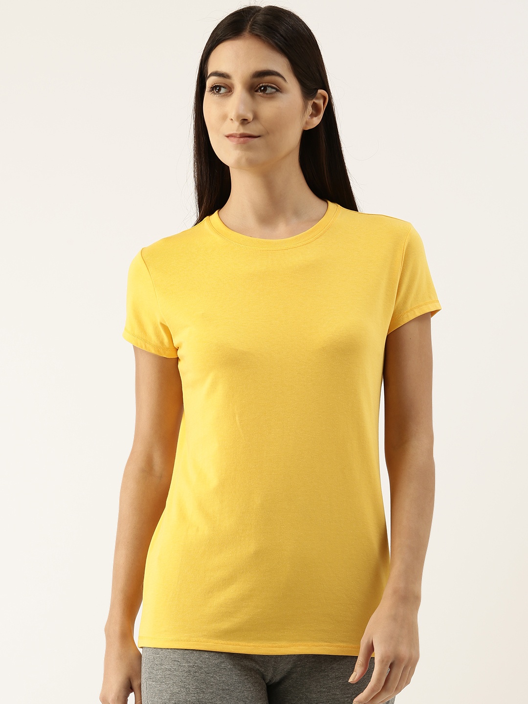 

Enamor Women Yellow Slim Fit Outdoor T-shirt