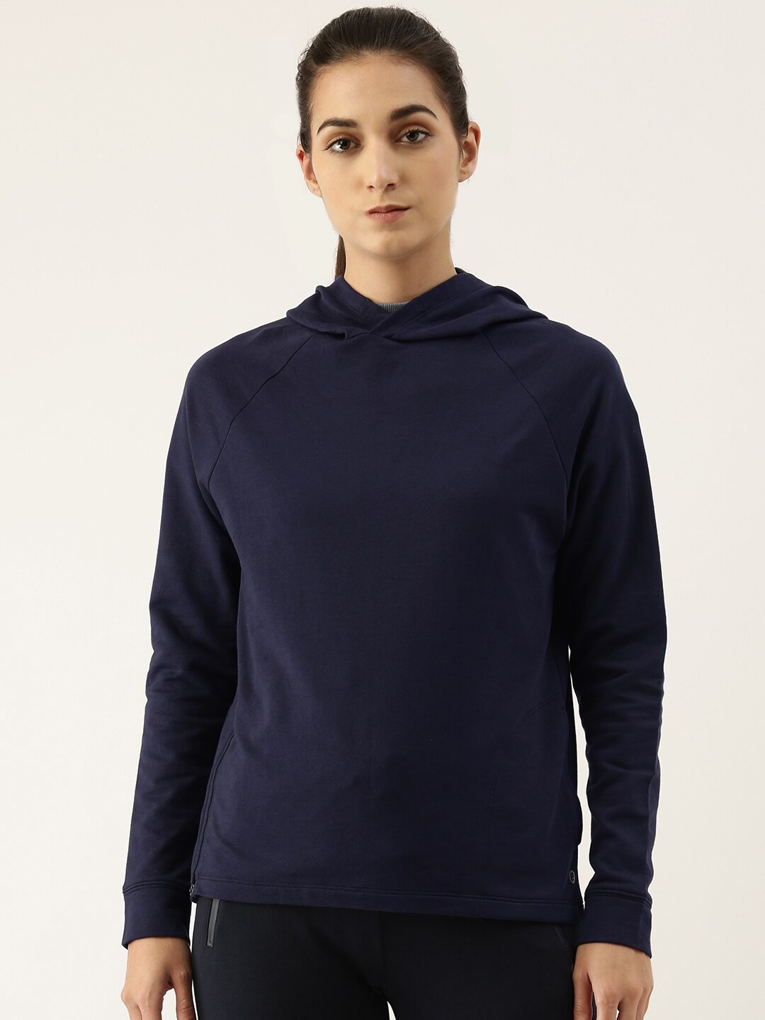 

Enamor Women Navy Blue Hooded Sweatshirt