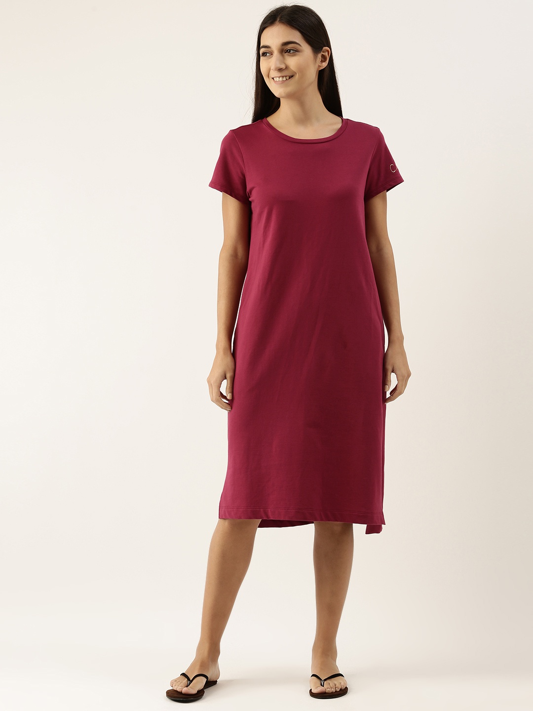 

Essential Pure Cotton Terry Comfy Lounge Dress, Burgundy