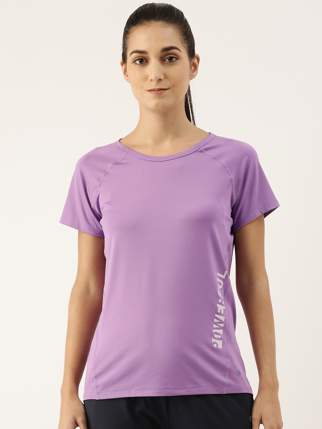 

Enamor Women Purple Printed Antimicrobial Outdoor T-shirt