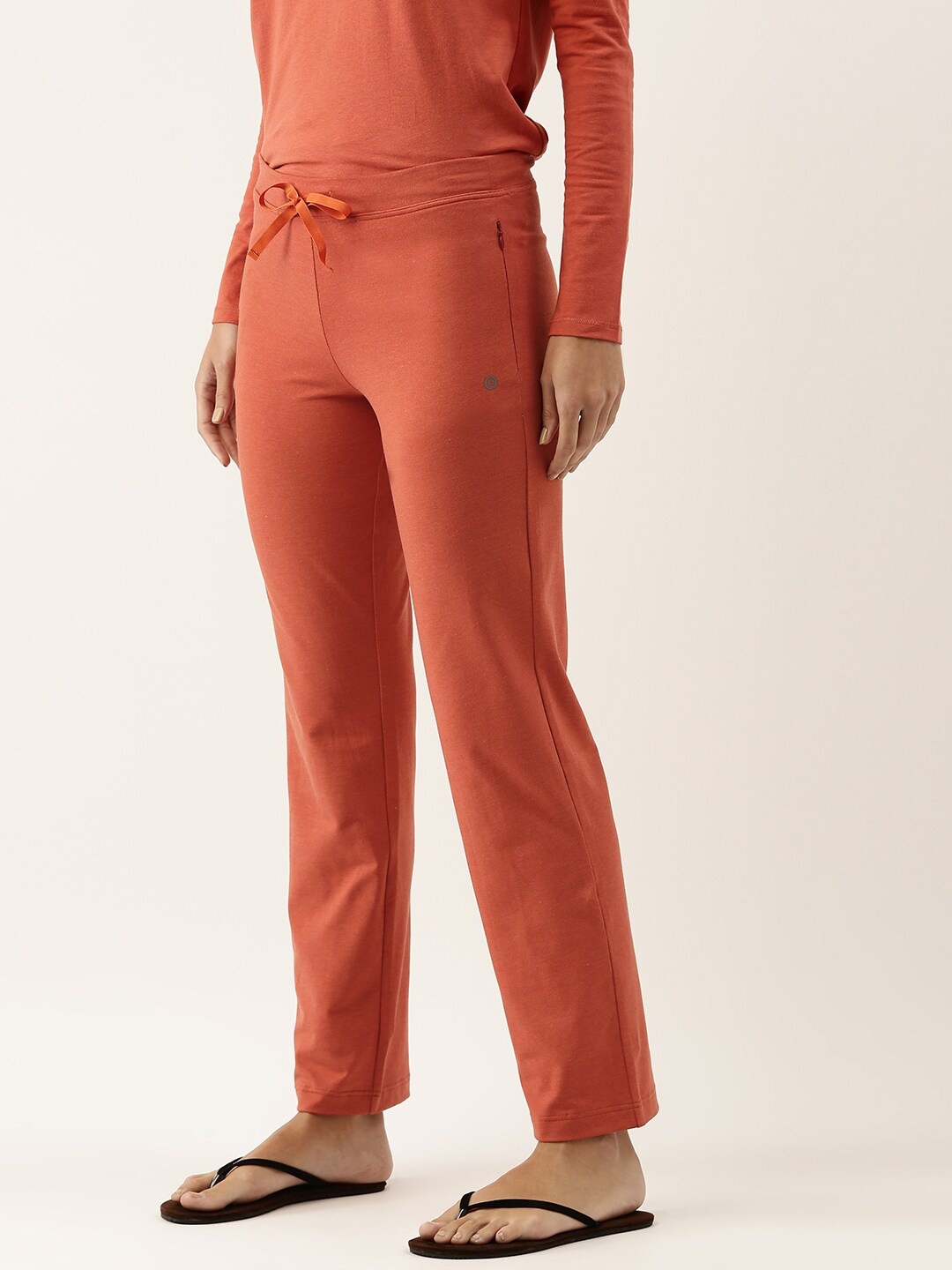 

Enamor Women Mid-Rise Straight Leg Lounge Pants, Rust