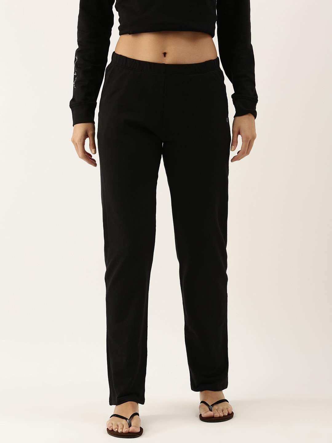 

Enamor E401 Mid-Rise Lounge Pants for Women with Adjustable Drawstring, Black