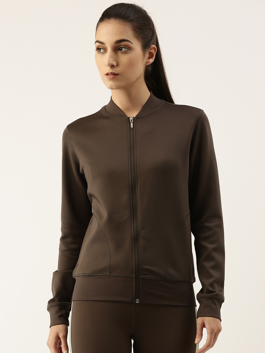 

Enamor Women Olive Green Lightweight Antimicrobial Outdoor Bomber Jacket