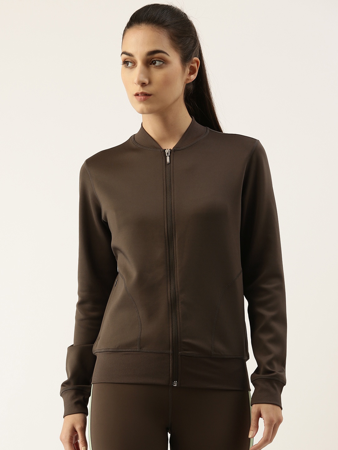 

Enamor Women Olive Green Lightweight Antimicrobial Outdoor Bomber Jacket