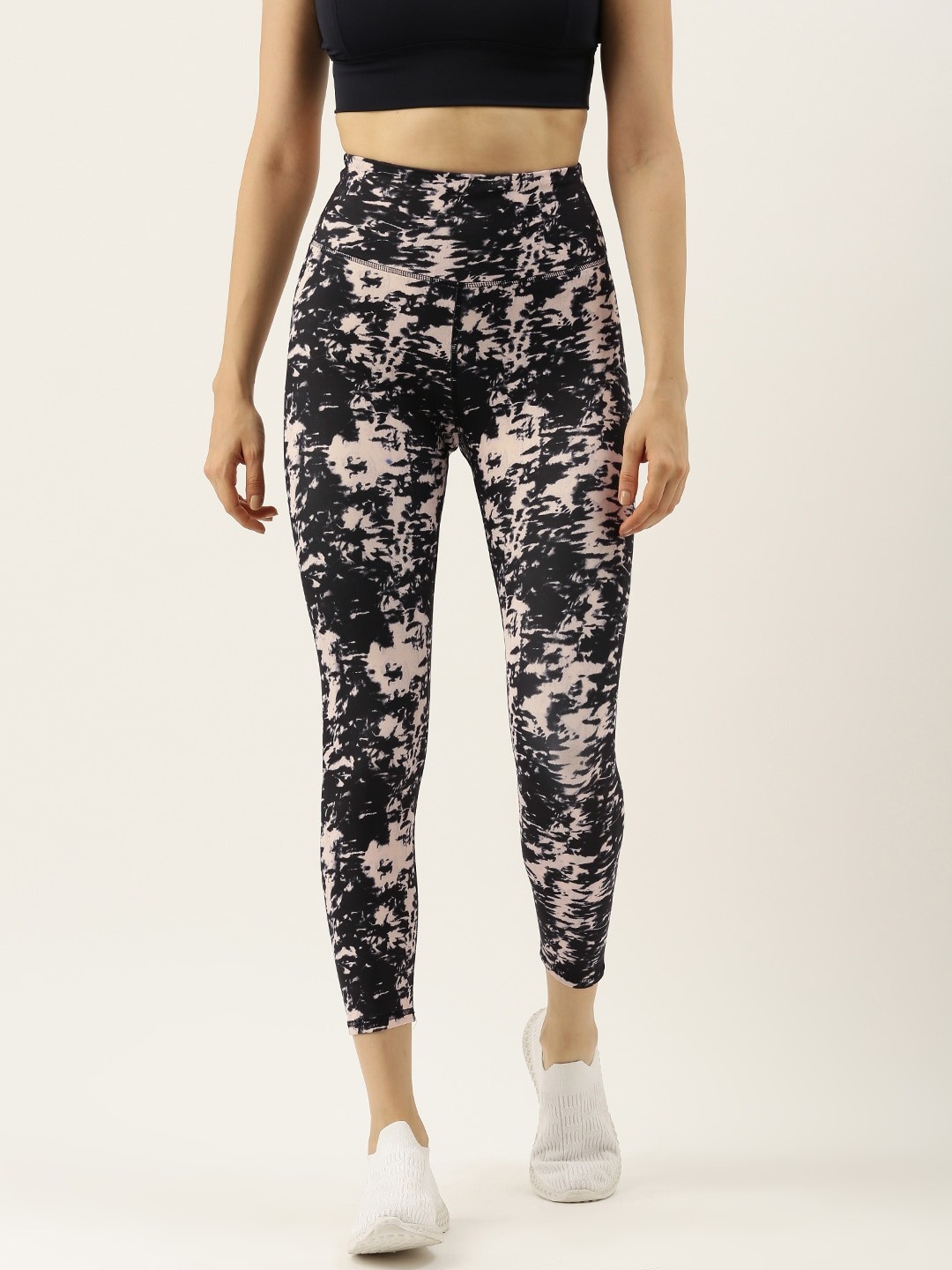 

Enamor Women Black & Pink Athleisure High Waisted Leggings