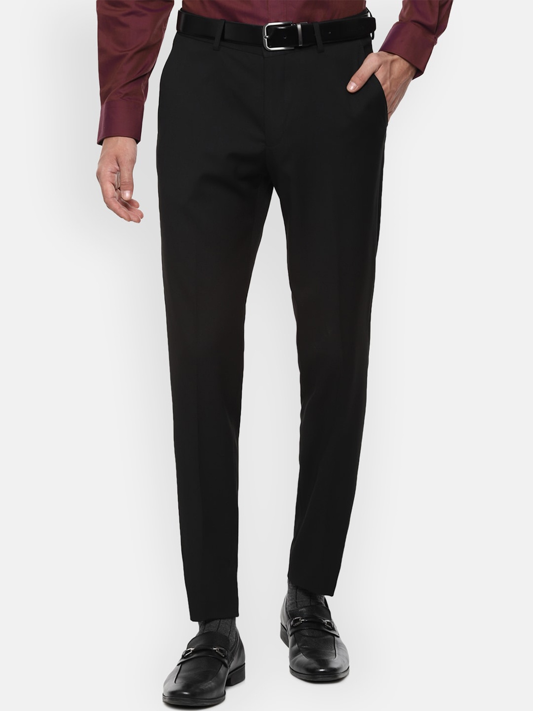 

Van Heusen Men Black Slim Fit Formal Trousers