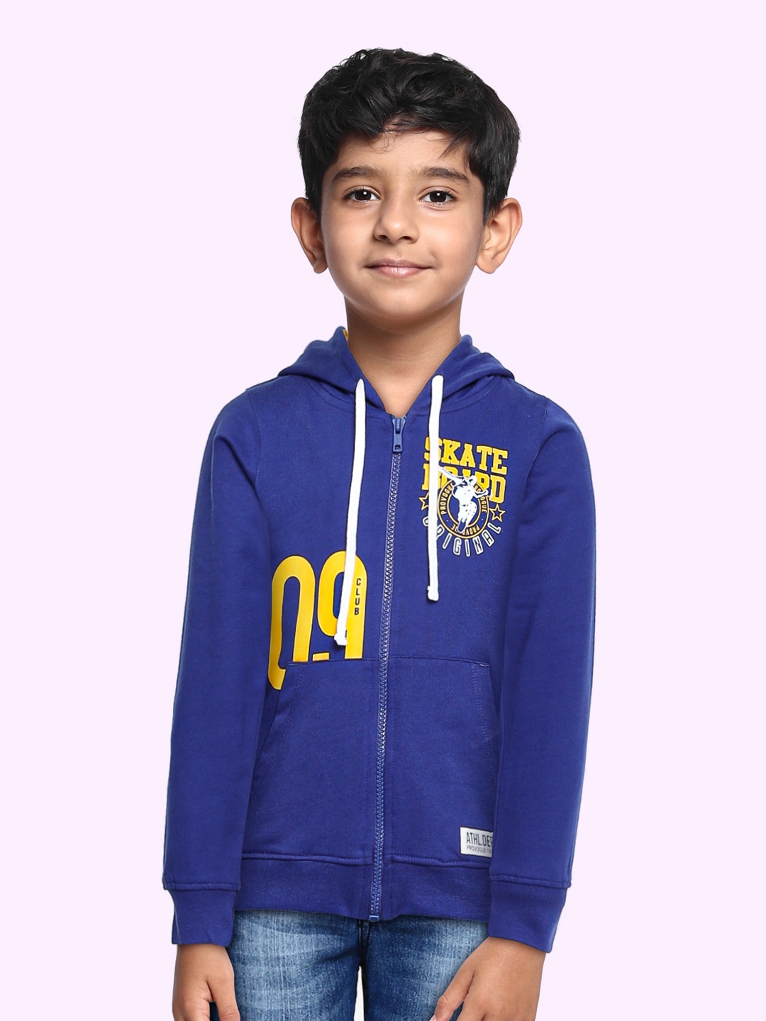 

Provogue Boys Blue Printed Hooded Sweatshirt