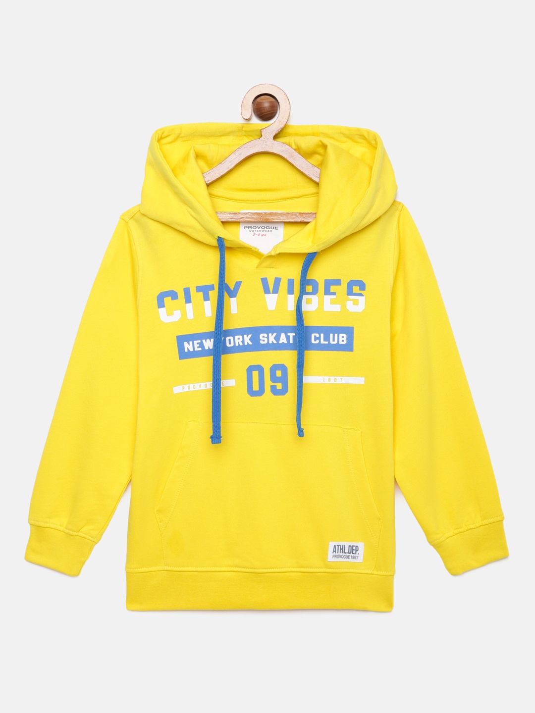 

Provogue Boys Yellow Printed Hooded Sweatshirt