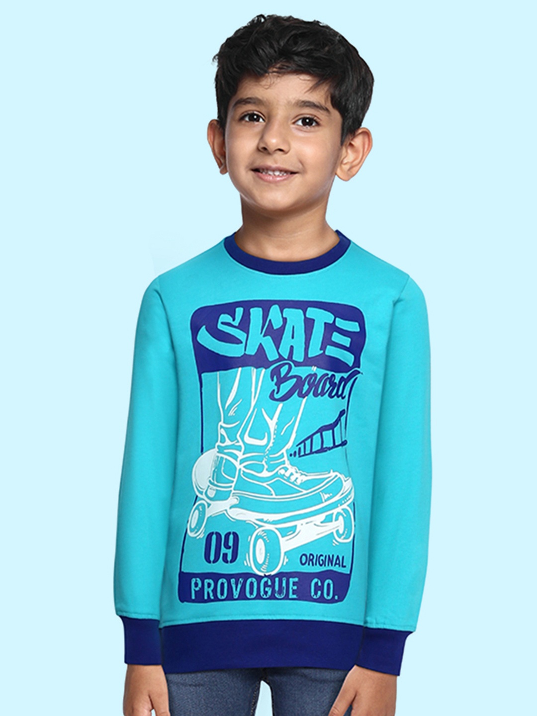 

Provogue Boys Turquoise Blue Printed Sweatshirt