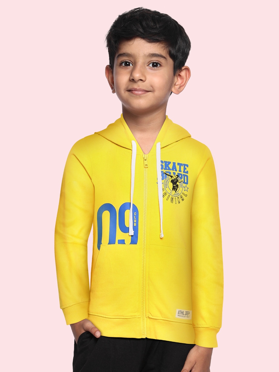 

Provogue Boys Yellow Printed Hooded Sweatshirt