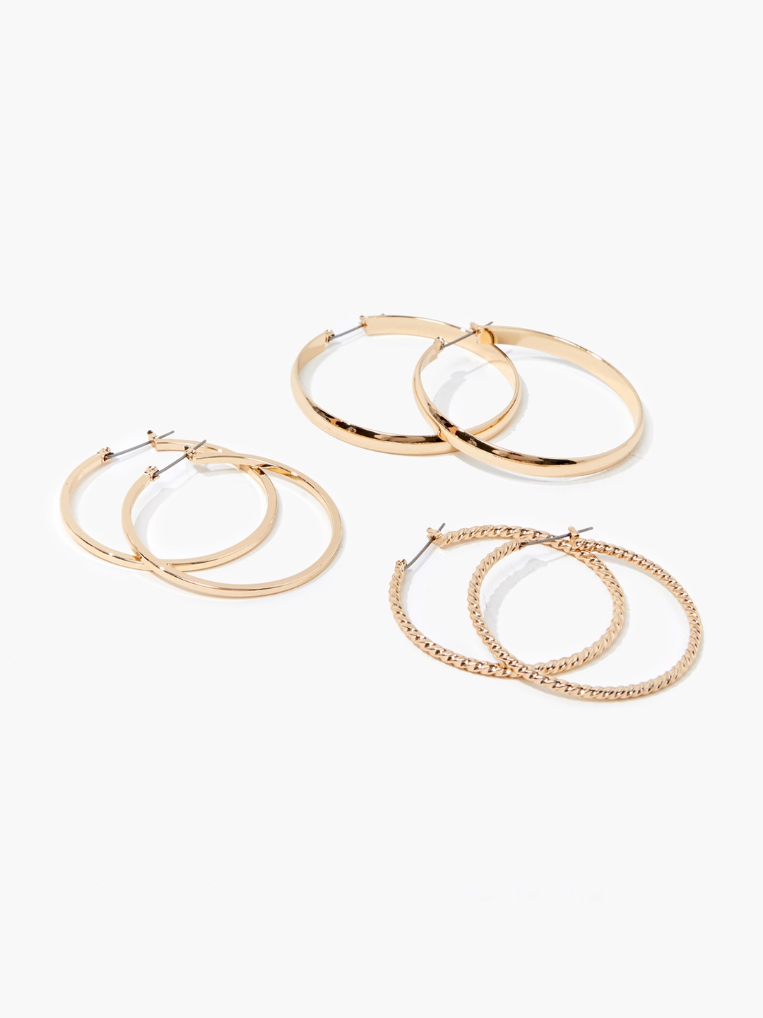 

FOREVER 21 Gold-Toned Contemporary Hoop Earrings
