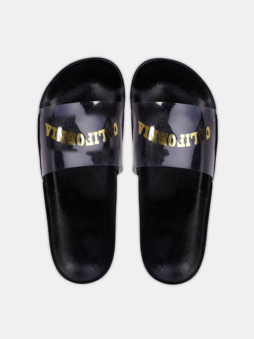

FREECO Women Black & Transparent Printed Sliders