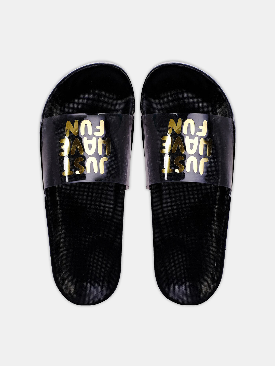 

FREECO Women Black Printed Flip Flops