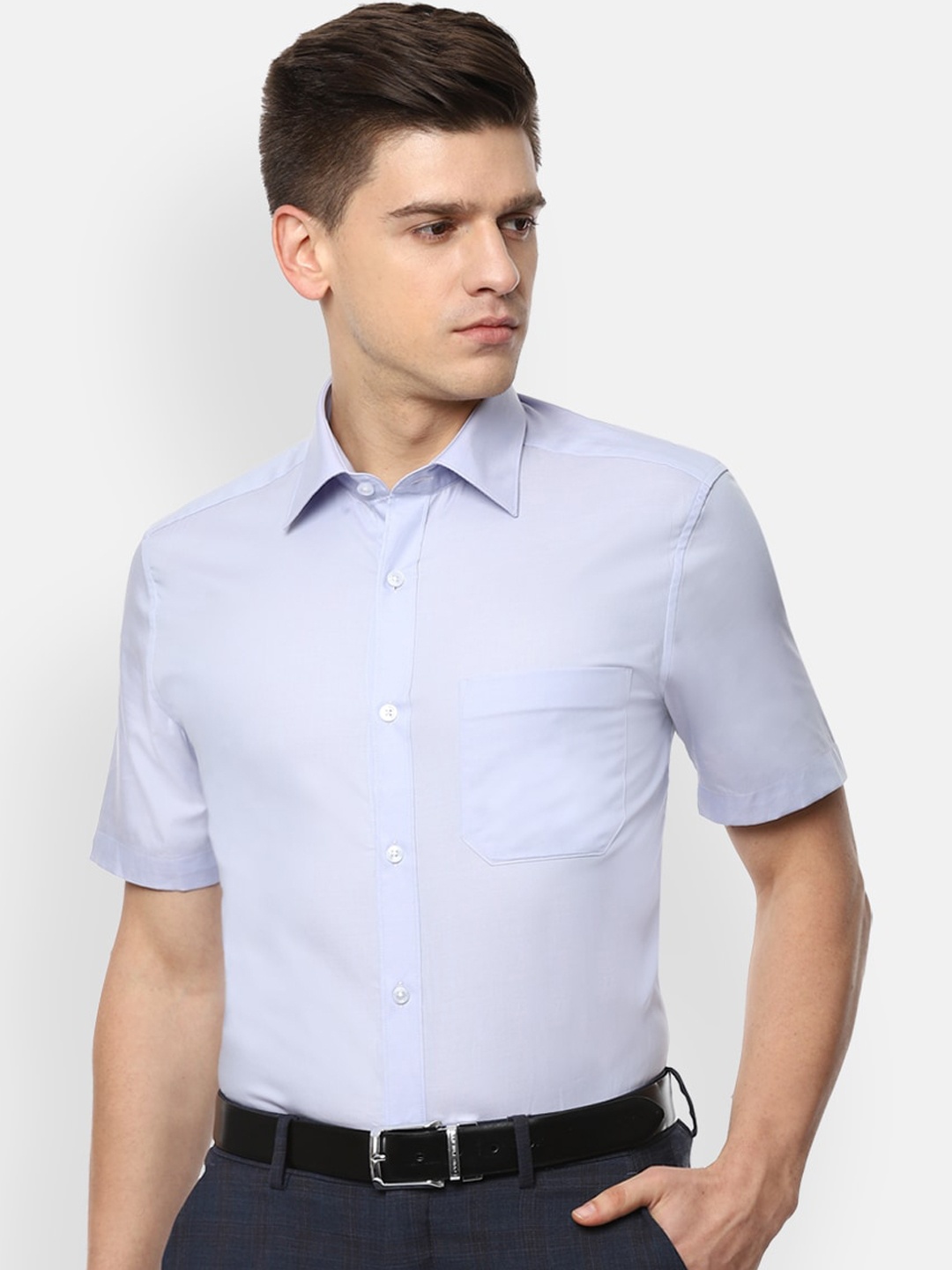 

Louis Philippe Men Blue Opaque Formal Shirt