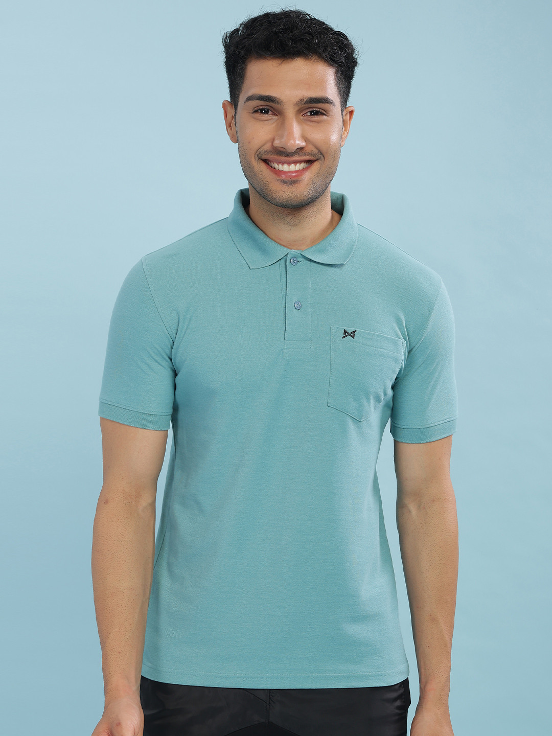 

Force NXT Men Solid Polo Collar Super Combed Cotton T-Shirt, Blue