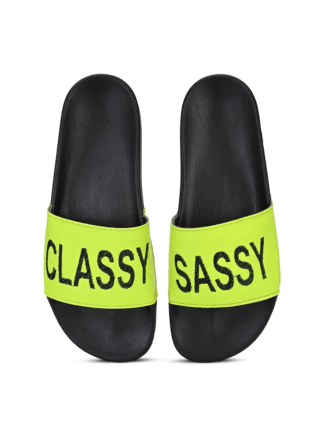 

KLEAT Men Fluorescent Green & Black Sliders