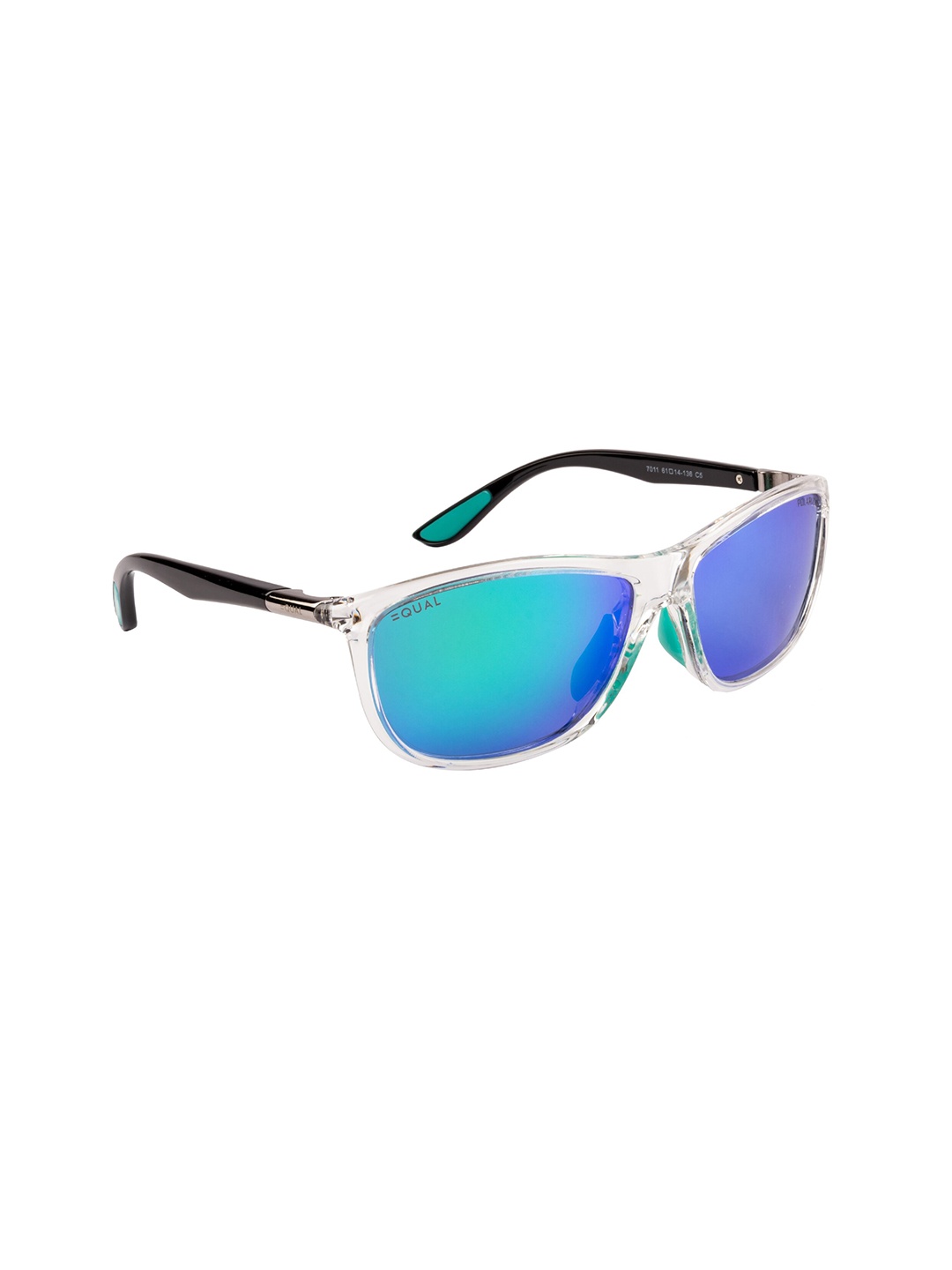 

EQUAL Unisex Blue Lens & Black Rectangle Sunglasses with UV Protected Lens