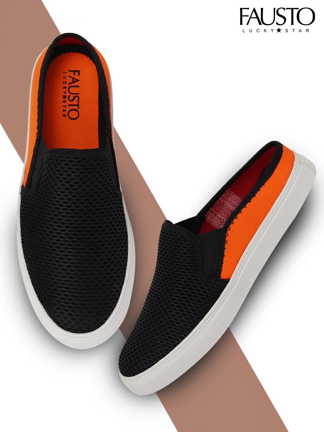 

FAUSTO Men Black Colourblocked Slip-On Sneakers
