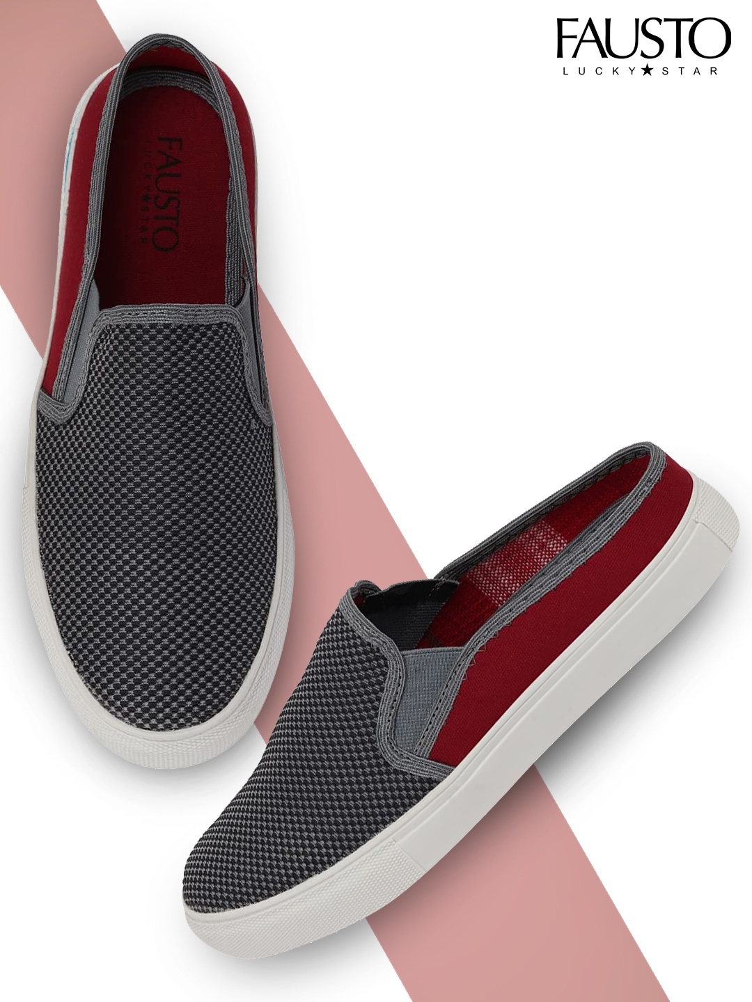 

FAUSTO Men Grey Colourblocked Slip-On Sneakers