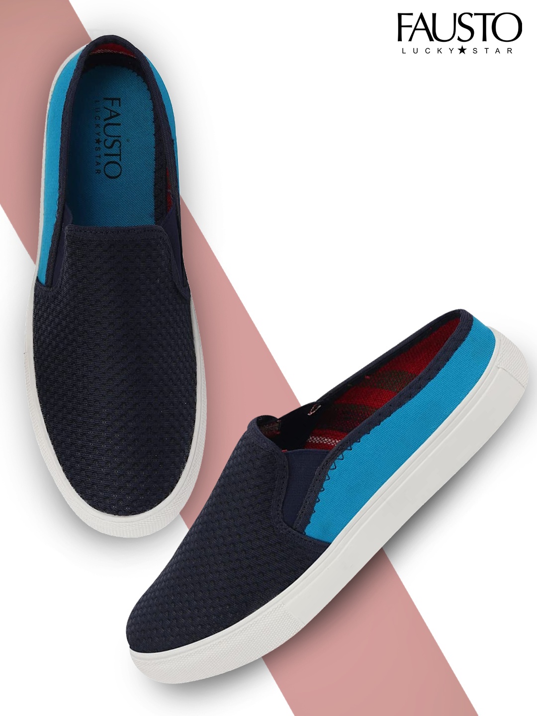 

FAUSTO Men Blue Colourblocked Slip-On Sneakers